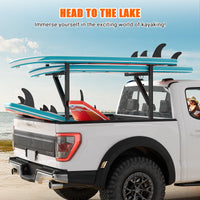 Porte-échelle Garvee pour camionnette, largeur réglable de 48 à 86 cm, hauteur de 113 à 126 cm, capacité de 113 kg, acier, revêtement en poudre noir, pour kayaks et planches de surf
