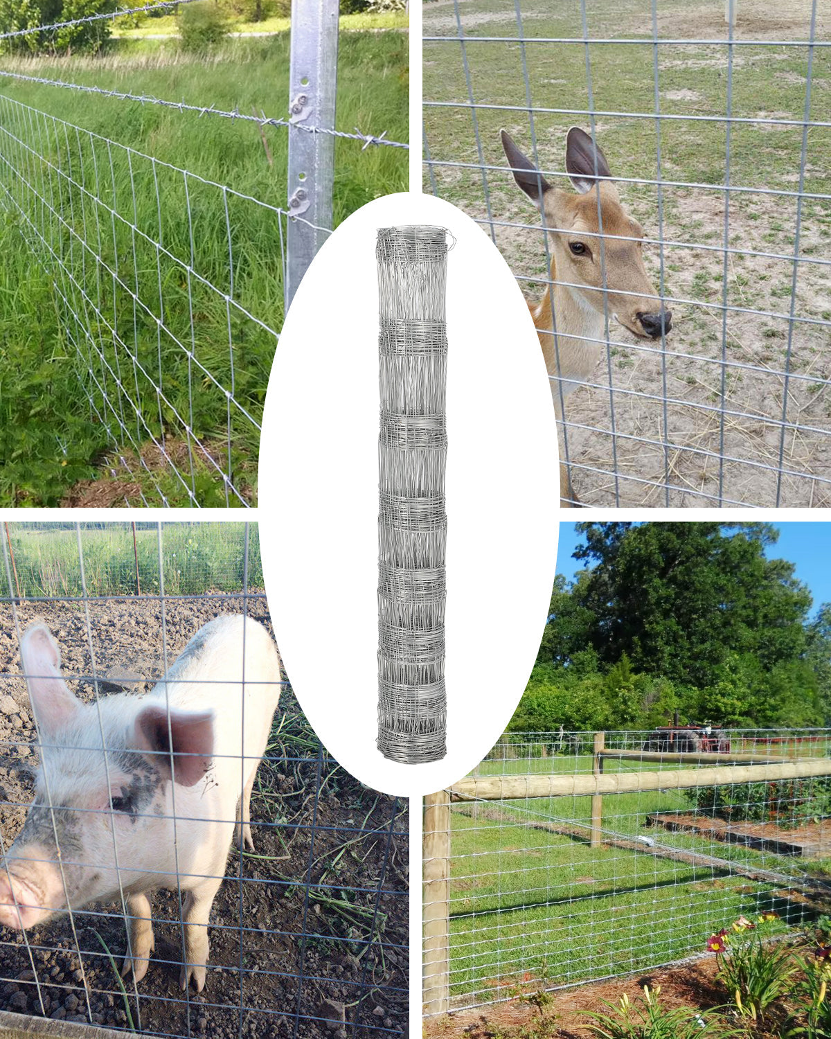 Garvee Clôture de ferme galvanisée 1,2 x 100 m pour chèvres, cerfs et bétail, grillage robuste à forte teneur en zinc pour jardin et enclos (Copy)