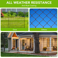 Clôture décorative de jardin Garvee, 15 panneaux, en acier inoxydable, barrière anti-animaux, 8,8 x 9,75 m, noire, pour cour et terrasse