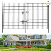 Clôture décorative de jardin Garvee, 15 panneaux avec portail, fil métallique antirouille pour cour et terrasse, 8,8 x 9,75 m, noir