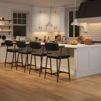 Garvee Tabourets de bar modernes 66 cm avec accoudoirs et dossier, assise large rembourrée, structure métallique noire, pour îlot de cuisine