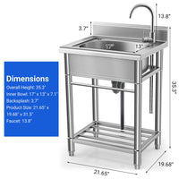 Garvee Évier en Inox 304 55 x 50 x 80 cm, Robinet Pivotant 360°, Grand Bac Anti-éclaboussures, Installation Facile pour Cuisine et Buanderie