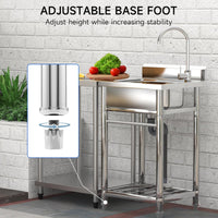 Garvee Évier en Inox 304 55 x 50 x 80 cm, Robinet Pivotant 360°, Grand Bac Anti-éclaboussures, Installation Facile pour Cuisine et Buanderie