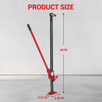 Garvee Cric agricole haute levée 152 cm en acier, capacité 3 tonnes, cric tout-terrain rouge pour 4 × 4, levage, traction et dépannage agricole