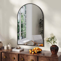 Miroir mural arqué Garvee 26x38" avec cadre en aluminium, noir mat, pour salle de bain, chambre et salon