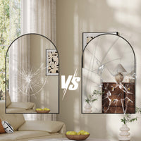 Miroir mural arqué Garvee 26x38" avec cadre en aluminium, noir mat, pour salle de bain, chambre et salon