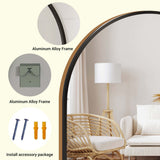 Garvee Miroir mural arqué , 66 × 97 cm, cadre en aluminium, noir, salle de bain - Noir