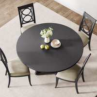 Table de salle à manger ronde Garvee de 119 cm (47 pouces), style ferme, en bois, avec pieds réglables, idéale pour la salle à manger ou le salon. Panneaux en MDF robustes, couleur marron.