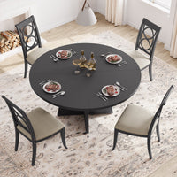 Table de salle à manger ronde Garvee de 119 cm (47 pouces), style ferme, en bois, avec pieds réglables, idéale pour la salle à manger ou le salon. Panneaux en MDF robustes, couleur marron.