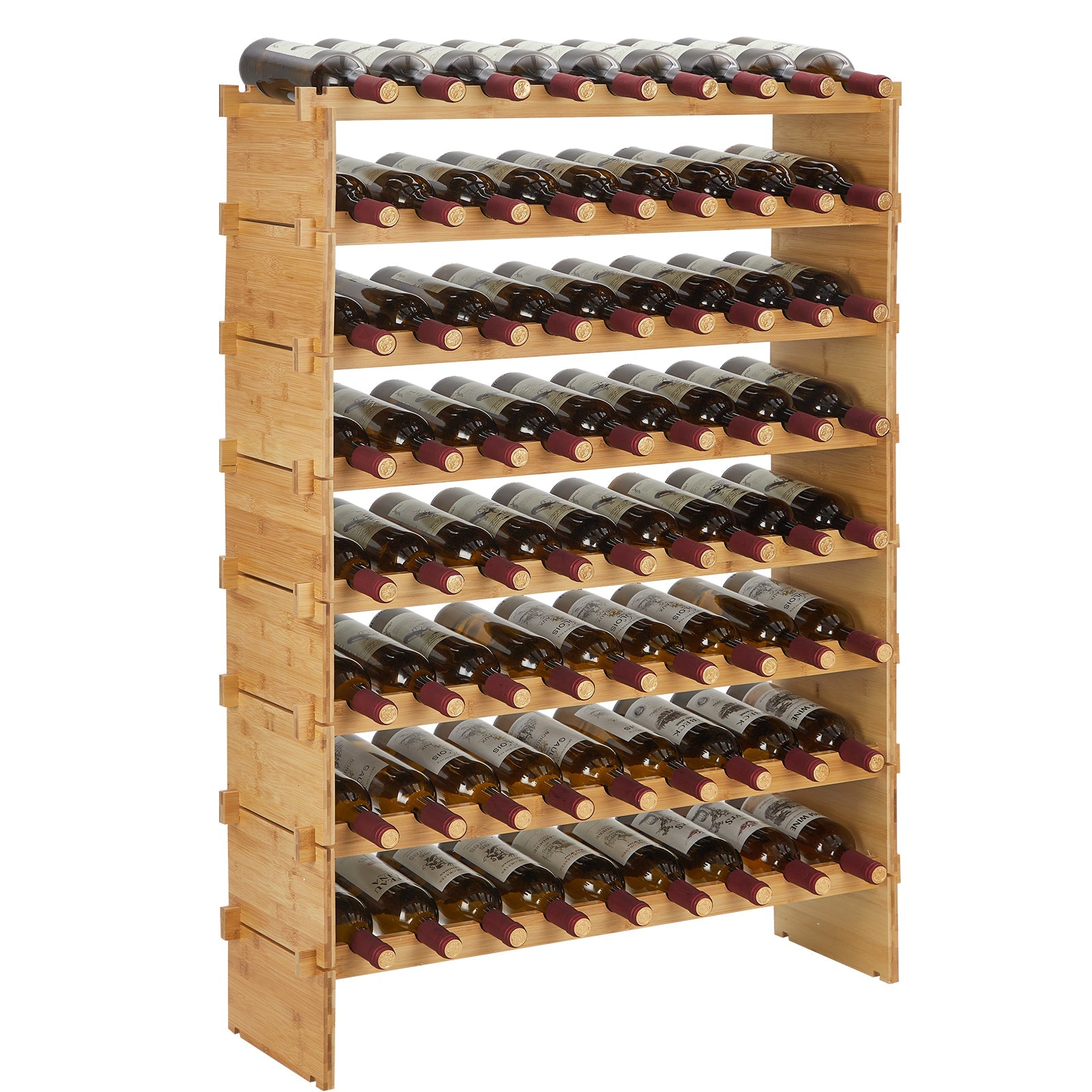 Casier à vin Garvee, 36 bouteilles, empilable, en bois massif, robuste, pour cuisine ou bar, 4 niveaux, bois naturel