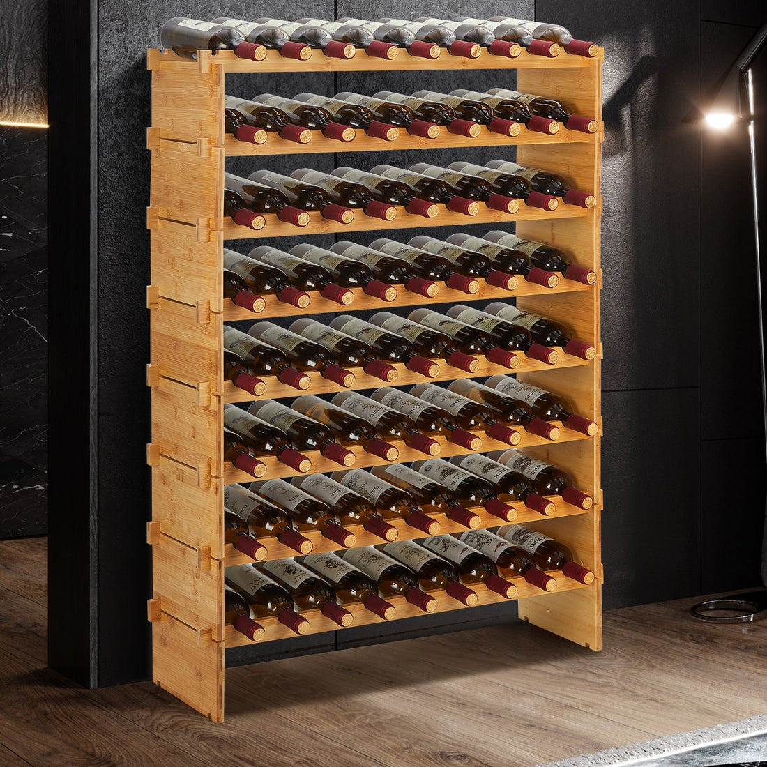 Casier à vin Garvee, 36 bouteilles, empilable, en bois massif, robuste, pour cuisine ou bar, 4 niveaux, bois naturel