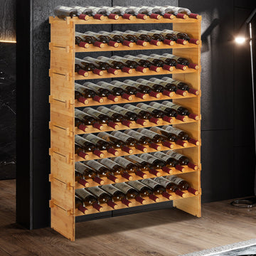 Casier à vin Garvee, 36 bouteilles, empilable, en bois massif, robuste, pour cuisine ou bar, 4 niveaux, bois naturel