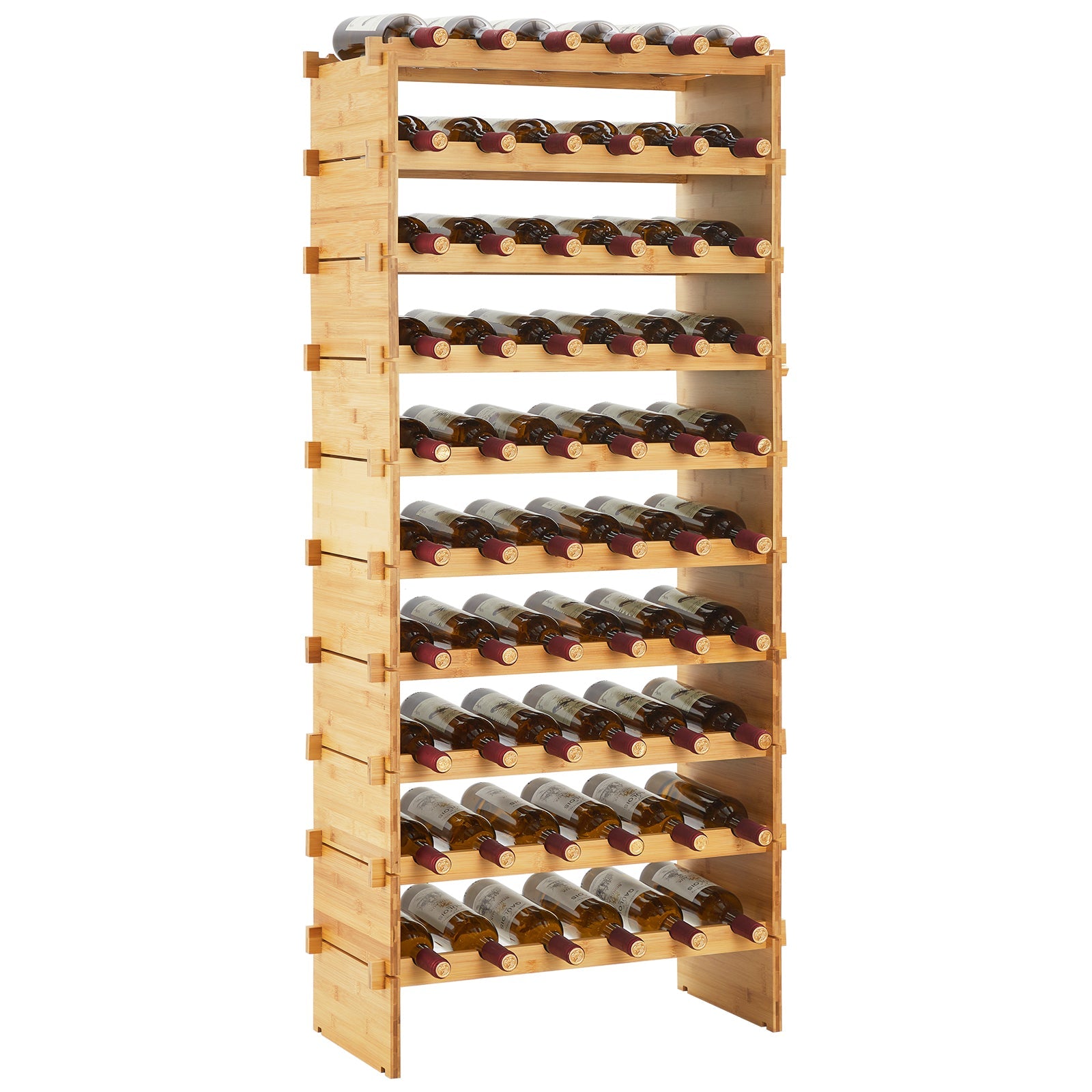 Casier à vin Garvee, 36 bouteilles, empilable, en bois massif, stable, sans jeu, polyvalent, pour cuisine, bar, placard, bois naturel