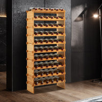 Casier à vin Garvee, 36 bouteilles, empilable, en bois massif, stable, sans jeu, polyvalent, pour cuisine, bar, placard, bois naturel