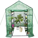 Garvee Serre mobile avec structure en acier, 6 étagères pour jardin et balcon, 145×145×193cm, verte - Vert