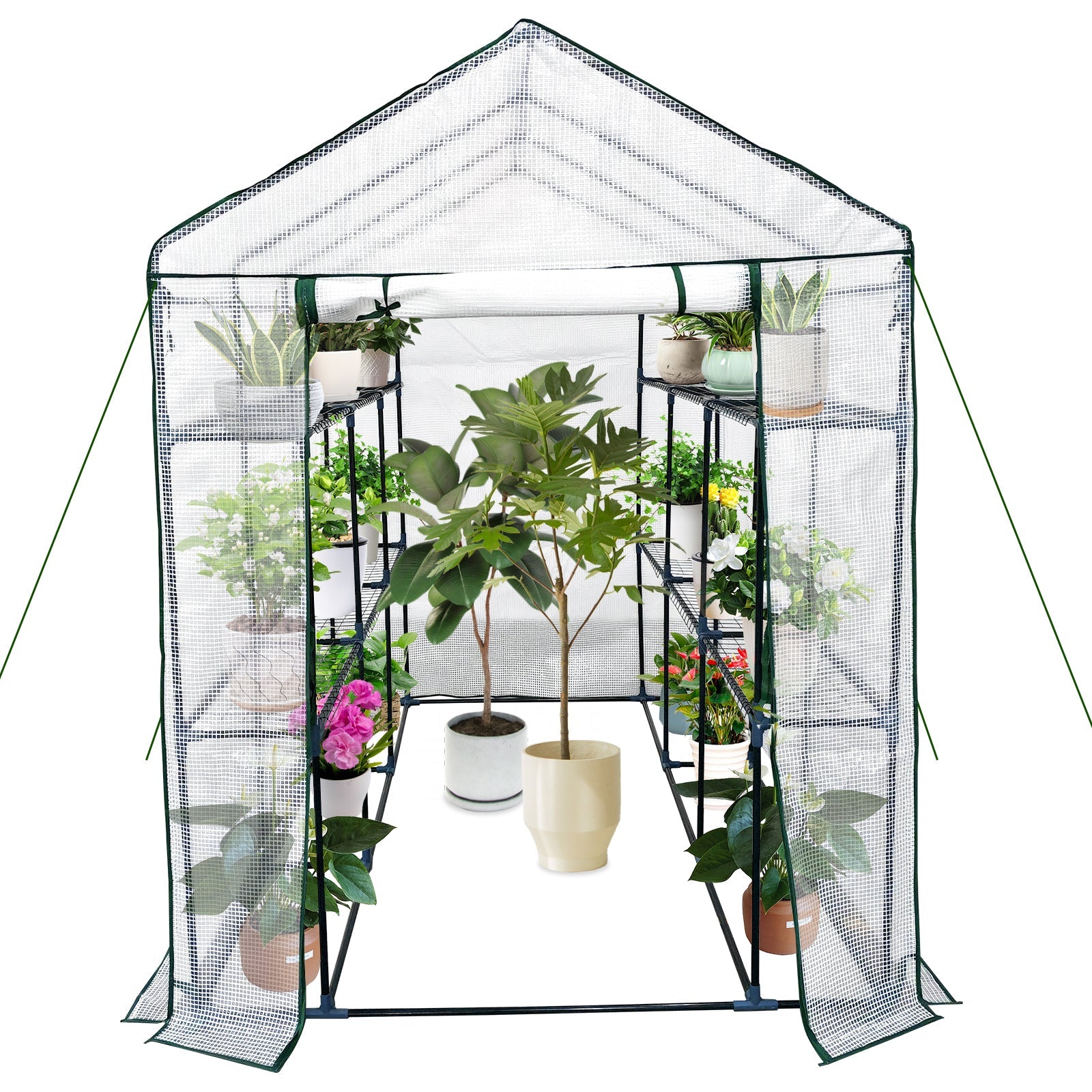 Garvee Serre à 3 niveaux avec 9 étagères, protection UV, étanche, en polyéthylène transparent, idéale pour le jardin et le balcon