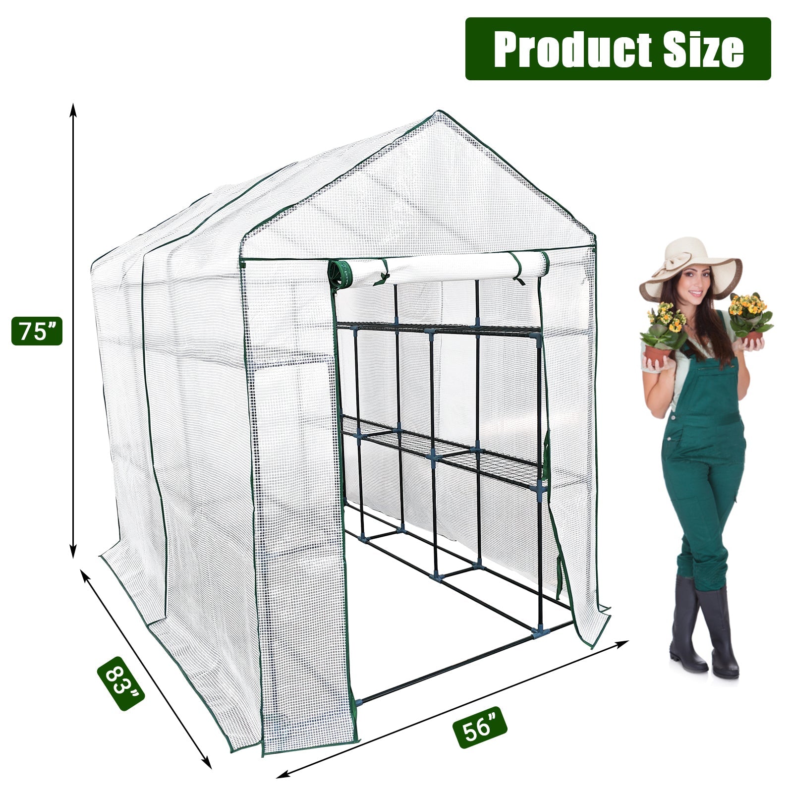 Garvee Serre à 3 niveaux avec 9 étagères, protection UV, étanche, en polyéthylène transparent, idéale pour le jardin et le balcon