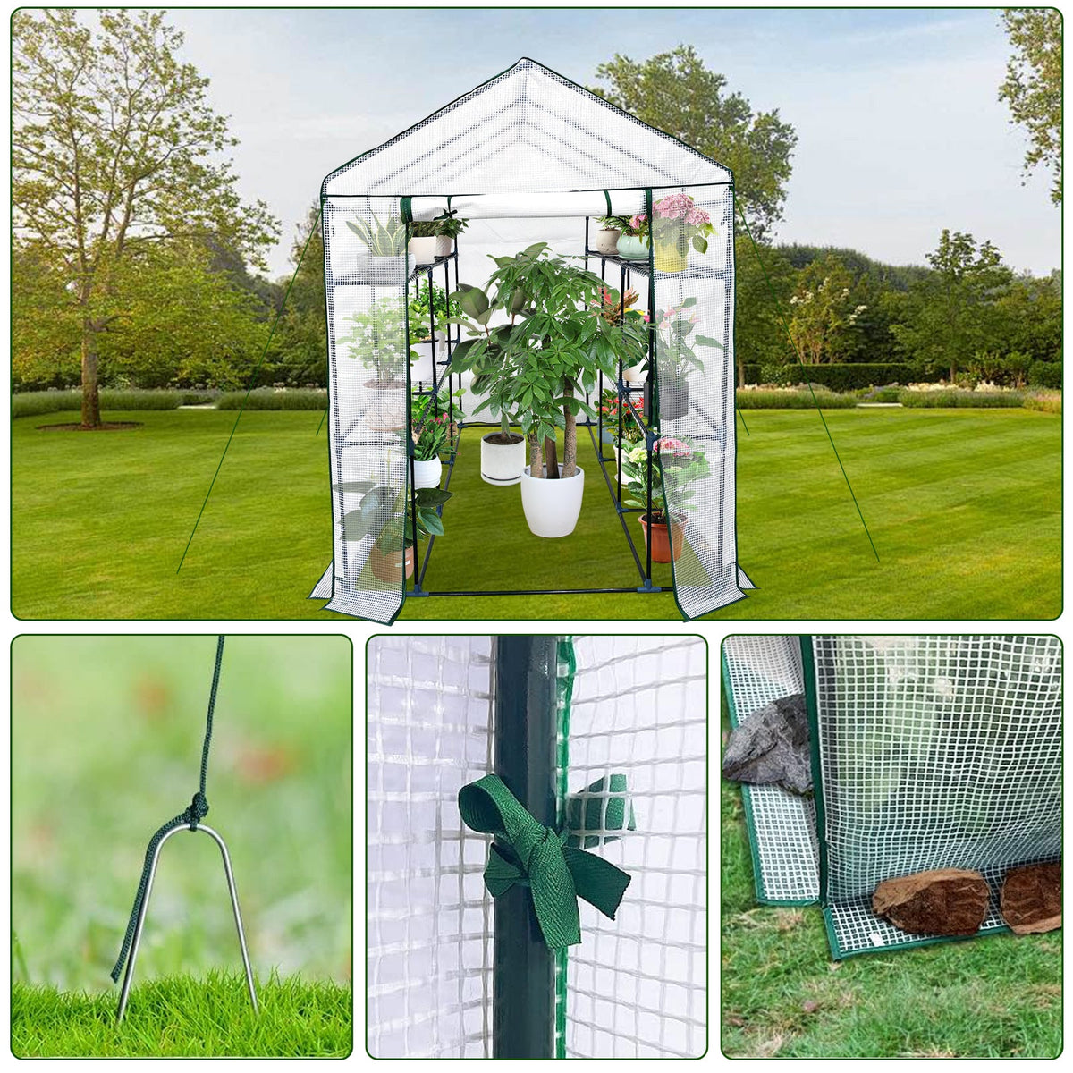 Garvee Serre à 3 niveaux avec 9 étagères, protection UV, étanche, en polyéthylène transparent, idéale pour le jardin et le balcon
