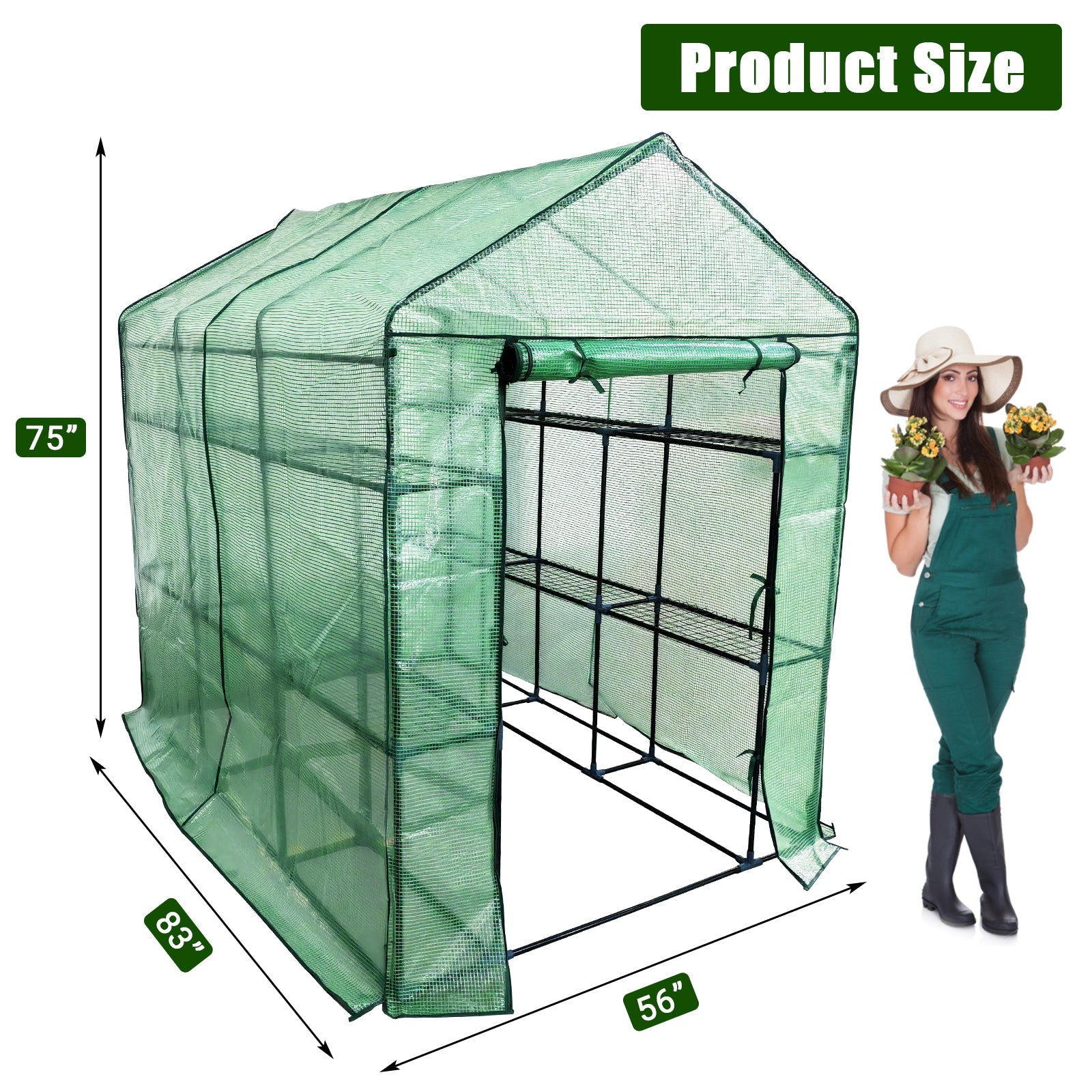 Serre mobile Garvee à 9 étagères, structure en acier, idéale pour le jardin, la terrasse et le balcon, 145 x 216 x 193 cm, transparente