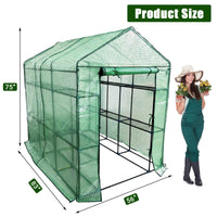 Serre mobile Garvee à 9 étagères, structure en acier, idéale pour le jardin, la terrasse et le balcon, 145 x 216 x 193 cm, transparente