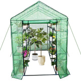 Garvee Serre mobile à 9 étagères, structure en acier, idéale pour le jardin, la terrasse et le balcon, 145×216×193cm, transparente - Vert