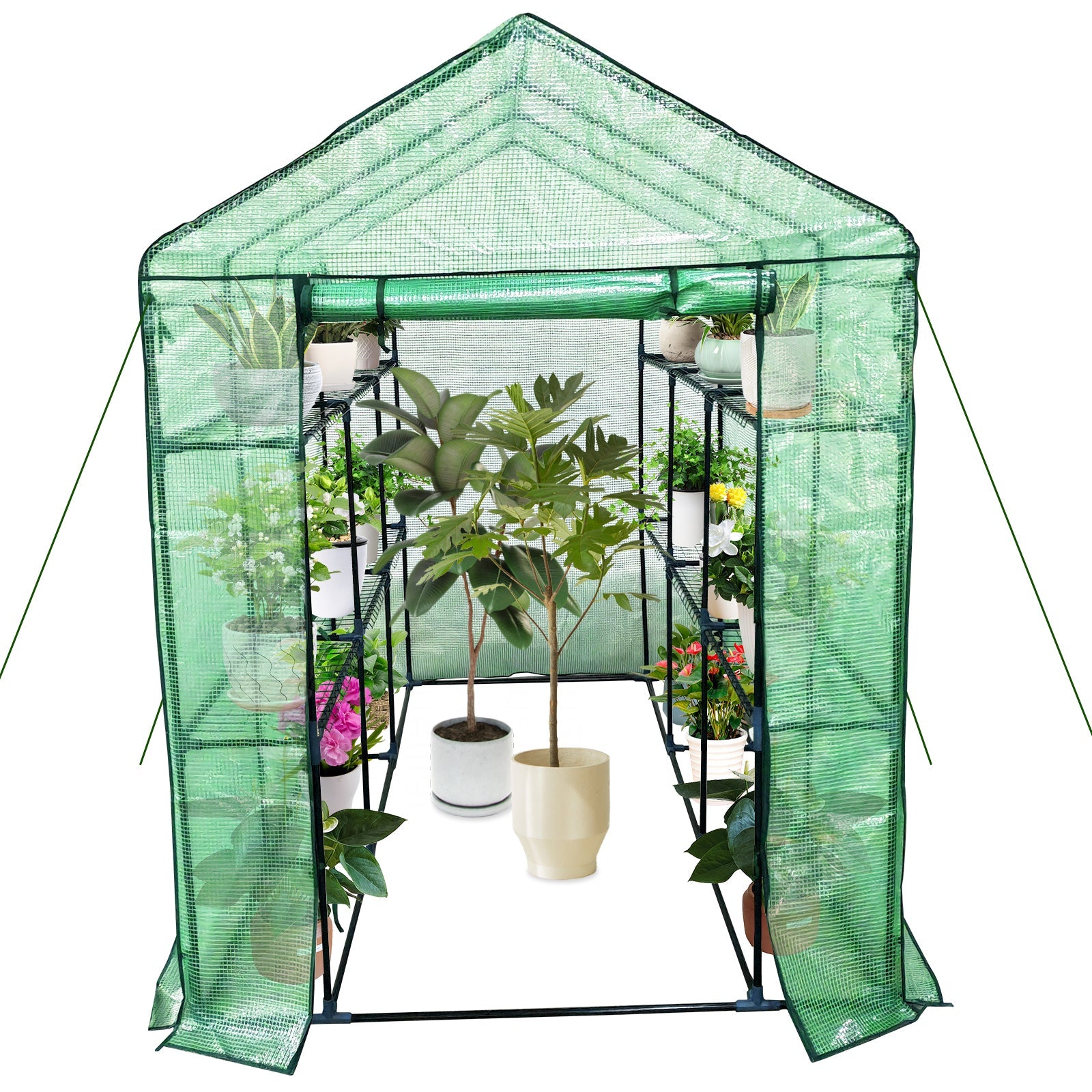 Serre mobile Garvee à 9 étagères, structure en acier, idéale pour le jardin, la terrasse et le balcon, 145 x 216 x 193 cm, transparente