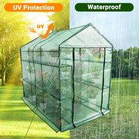 Serre mobile Garvee à 9 étagères, structure en acier, idéale pour le jardin, la terrasse et le balcon, 145 x 216 x 193 cm, transparente