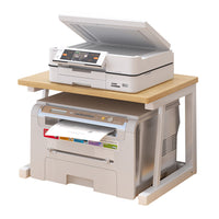Garvee Support d'imprimante de bureau, en bois, à 2 niveaux, robuste et peu encombrant, pour le bureau et la cuisine, 57 × 37, 5 × 34 cm, naturel bois