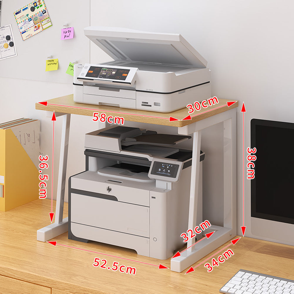 Support d'imprimante de bureau Garvee, en bois, à 2 niveaux, robuste et peu encombrant, pour le bureau et la cuisine, 57 x 37,5 x 38 cm, marron