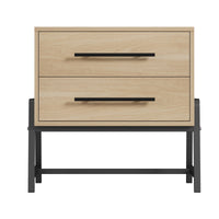 Table de chevet Garvee à 2 tiroirs, table d'appoint moderne, pieds en métal, bois, chambre et salon, robuste, facile à nettoyer, couleur bois clair