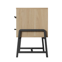Table de chevet Garvee à 2 tiroirs, table d'appoint moderne, pieds en métal, bois, chambre et salon, robuste, facile à nettoyer, couleur bois clair