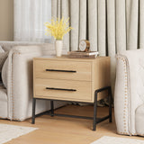 Table de chevet Garvee à 2 tiroirs, table d'appoint moderne, pieds en métal, bois, chambre et salon, robuste, facile à nettoyer, couleur bois clair - Bois clair