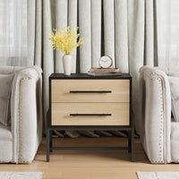 Table de chevet Garvee à 2 tiroirs, table d'appoint moderne, bois clair, pieds en métal, robuste, espace de rangement, idéale pour la chambre et le salon
