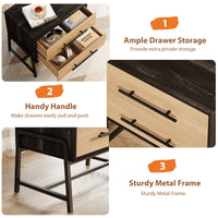Table de chevet Garvee à 2 tiroirs, table d'appoint moderne, bois clair, pieds en métal, robuste, espace de rangement, idéale pour la chambre et le salon