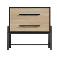 Table de chevet Garvee à 2 tiroirs, table d'appoint moderne, bois clair, pieds en métal, robuste, espace de rangement, idéale pour la chambre et le salon