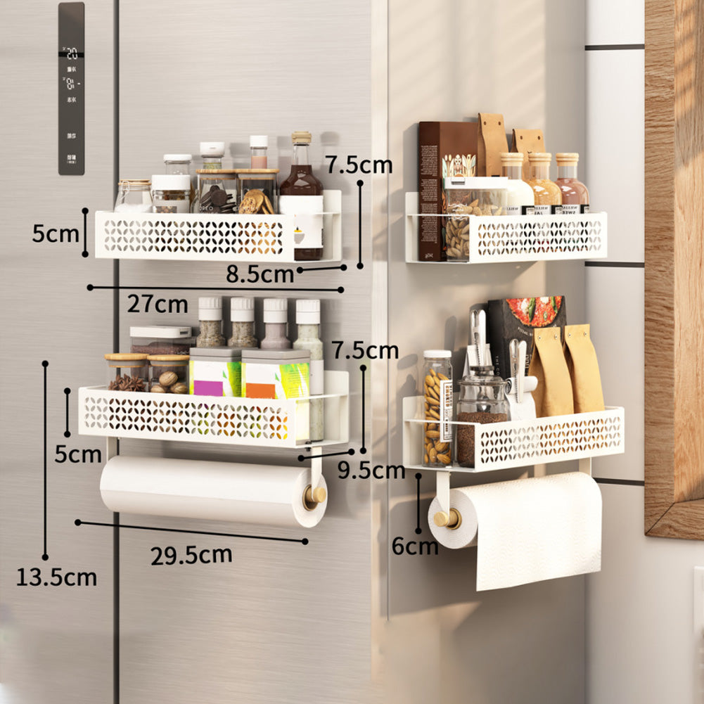 Ensemble de 4 pièces Garvee pour épices magnétiques, avec aimant puissant, pour la cuisine et le réfrigérateur, en acier inoxydable au carbone, avec porte-essuie-tout, noir.