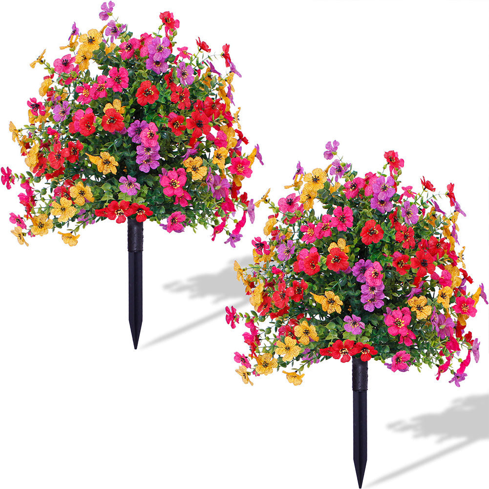 Arbustes artificiels Garvee, lot de 2, résistants aux UV avec piquet de fixation, pour jardin, terrasse, balcon, verts, réalistes