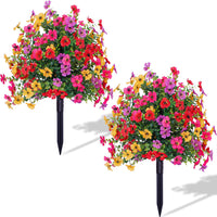 Arbustes artificiels Garvee, lot de 2, résistants aux UV avec piquet de fixation, pour jardin, terrasse, balcon, verts, réalistes