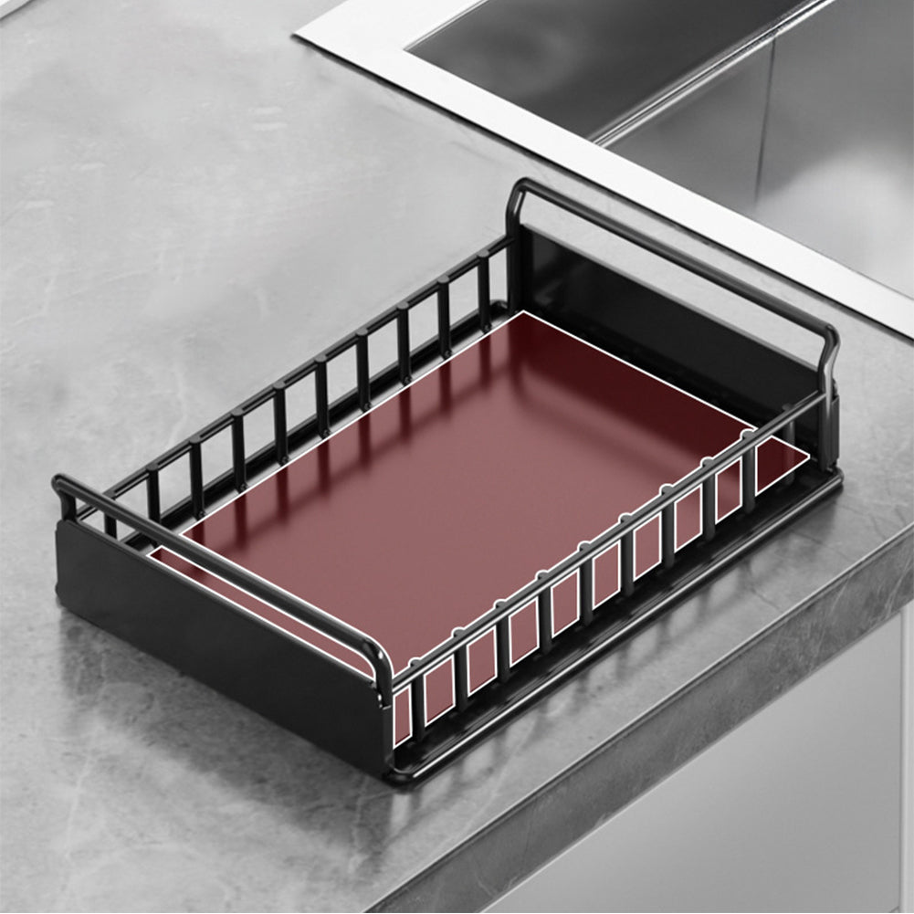 Organisateur de cuisine Garvee à 2 niveaux pour sous-évier, tiroir coulissant, en forme de L, hauteur réglable, alliage d'aluminium, argent
