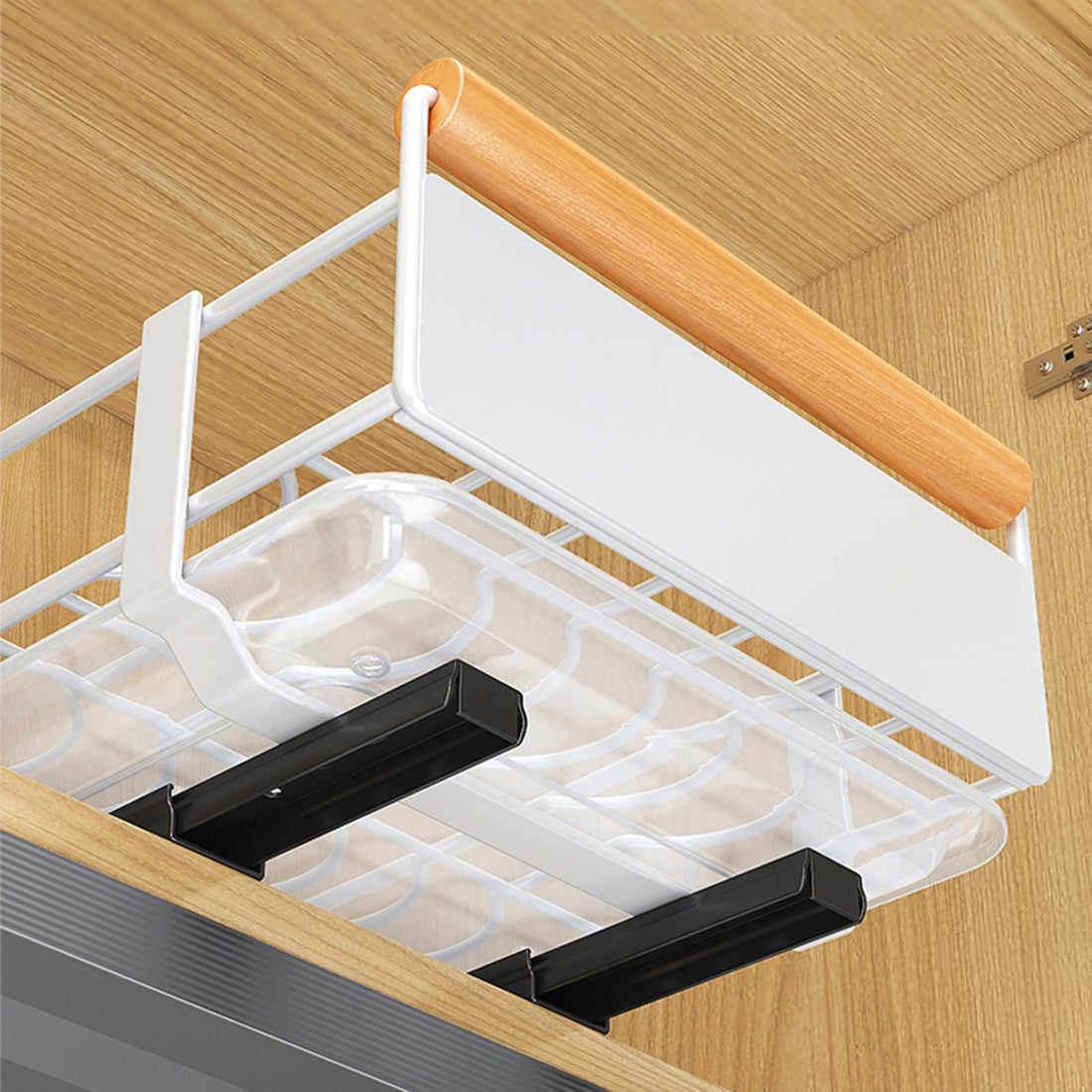 Tiroir extensible Garvee pour meuble de cuisine avec mécanisme de fermeture amortie, structure en métal, acier au carbone, pour la cuisine et la salle de bain, polyvalent, robuste et silencieux