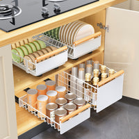 Garvee Insert de tiroir extensible pour armoire de cuisine, en métal avec mécanisme de fermeture amortie, pour la cuisine et la salle de bain, polyvalent, noir