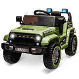 Garvee Voiture électrique enfant 12 V verte, 2 moteurs de 35 W, télécommande parentale, 3 vitesses, LED, musique et ceinture, 3 à 8 ans - Vert