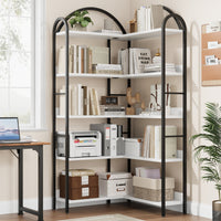 Garvee étagère d'angle style industriel en l, 5 niveaux, structure métallique, pour salon et chambre, 174 × 78 × 78 cm, noire