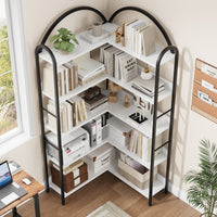 Garvee étagère d'angle style industriel en l, 5 niveaux, structure métallique, pour salon et chambre, 174 × 78 × 78 cm, noire