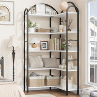 Garvee étagère d'angle style industriel en l, 5 niveaux, structure métallique, pour salon et chambre, 174 × 78 × 78 cm, noire