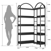 Garvee Étagère d'angle, bibliothèque industrielle en forme de L, structure métallique, grande taille pour salon et chambre, 174×78×78cm, noire