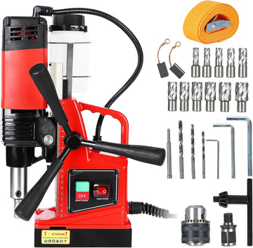 Perceuse magnétique GARVEE, perceuse d'établi, kit de 11 pièces, perceuse à carottage portable, foret magnétique pour usage industriel, diamètre de perçage : 4 cm, noire