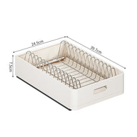 Garvee égouttoir à vaisselle télescopique pour tiroir, organisateur de vaisselle pour placard de cuisine et salle de bain, 24.5 × 39.7 × 7.5 cm, beige, multifonctionnel et peu encombrant