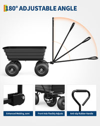 Chariot basculant Garvee en polypropylène, capacité de charge de 272 kg (600 lb), avec système de fixation rapide, pneus increvables de 25 cm (10 po), résistant aux intempéries, pour le jardinage