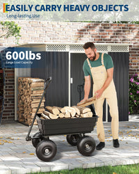 Chariot basculant Garvee en polypropylène, capacité de charge de 272 kg (600 lb), avec système de fixation rapide, pneus increvables de 25 cm (10 po), résistant aux intempéries, pour le jardinage